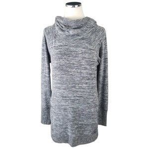 Athleta Blissful Hoodie Dress Size Small Grey Cowl Neck Tunic Pockets Cabincore